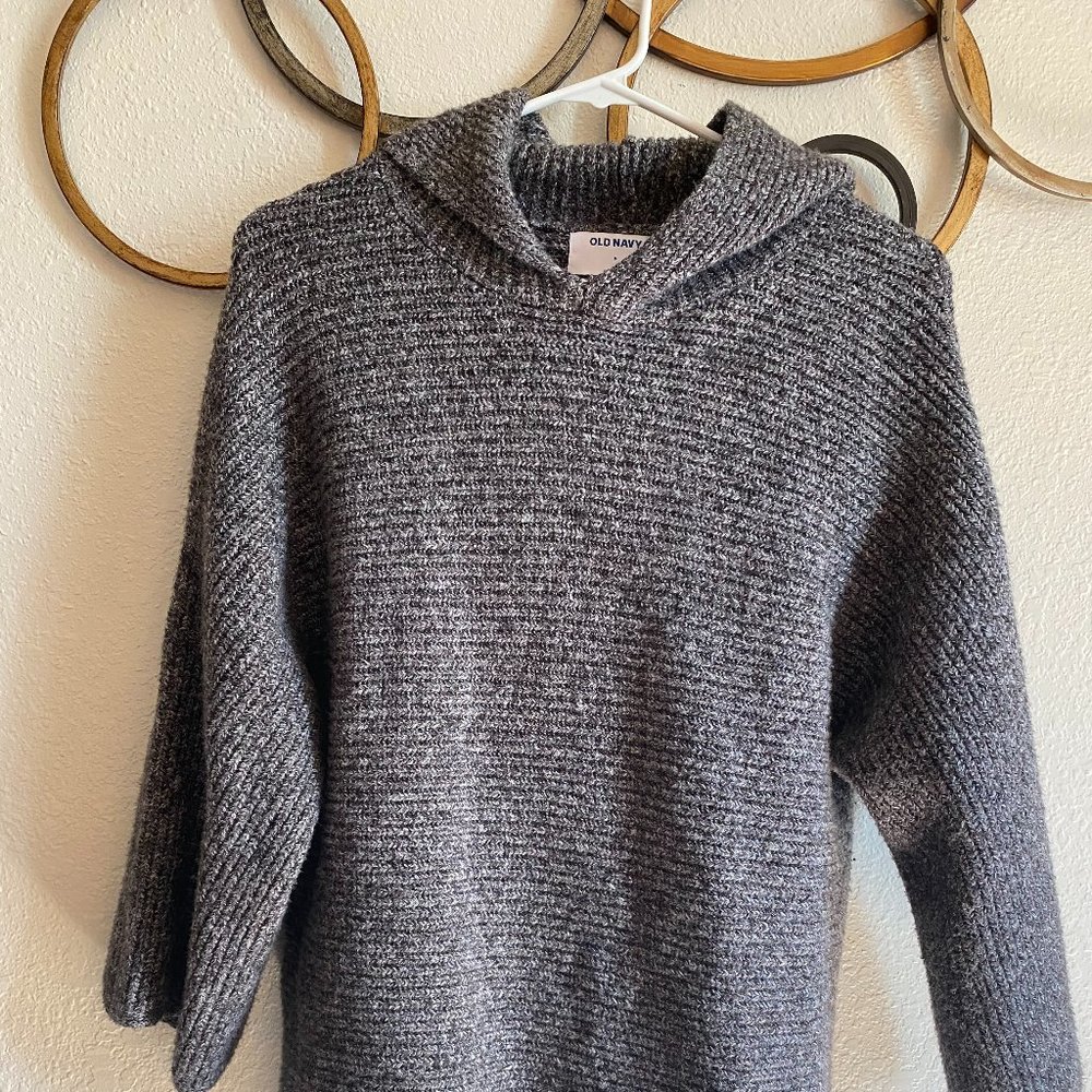 Chunky hooded sweater with bell sleeves